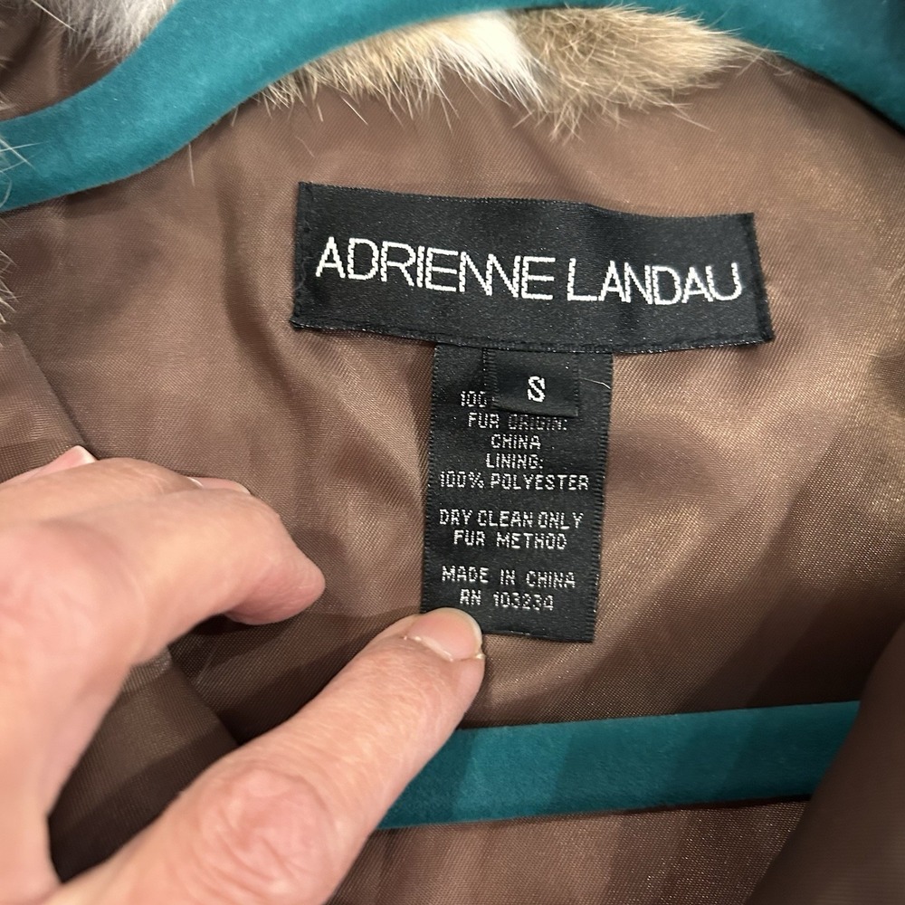 Adrienne Landau Vest Genuine Real Rabbit Fur Multi Small Layering Cozy Luxury - Picture 3 of 7